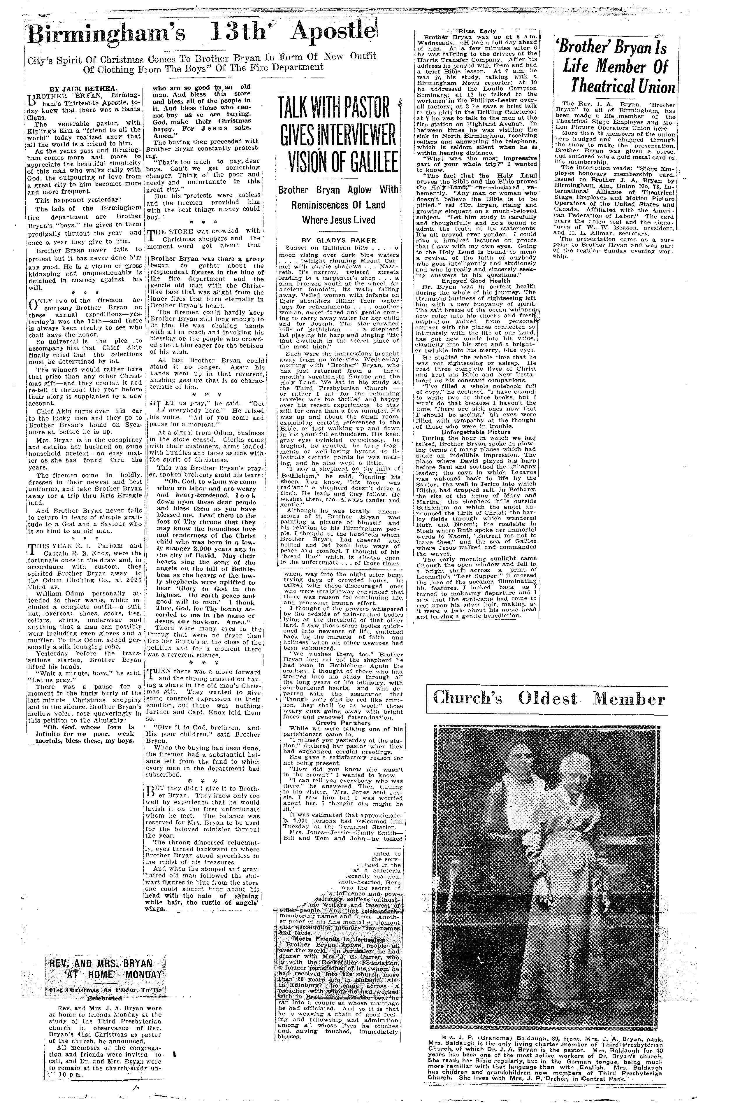 Brother Bryan Is Life Member of Theatrical Union